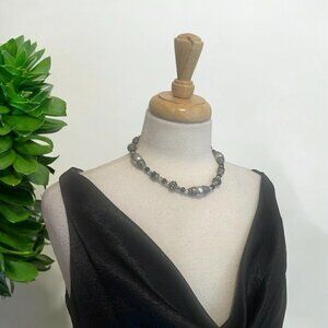 Chico's Faux Pearl Glass Bead Silver Tone 16 Inch Necklace
